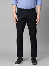 Genips Men's Black Cotton Stretch Caribbean Slim Fit Self Design Trousers